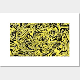 Black and yellow random swirls Posters and Art